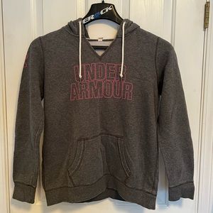 v neck hoodie / under armour / grey & pink / medium